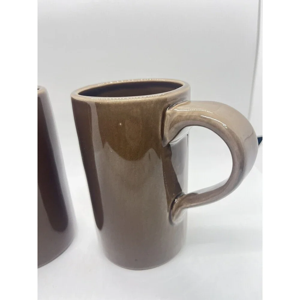 Pottery Barn Studio Mugs by Barbara Eigen Tall Coffee Mugs Set of 2 Brown
